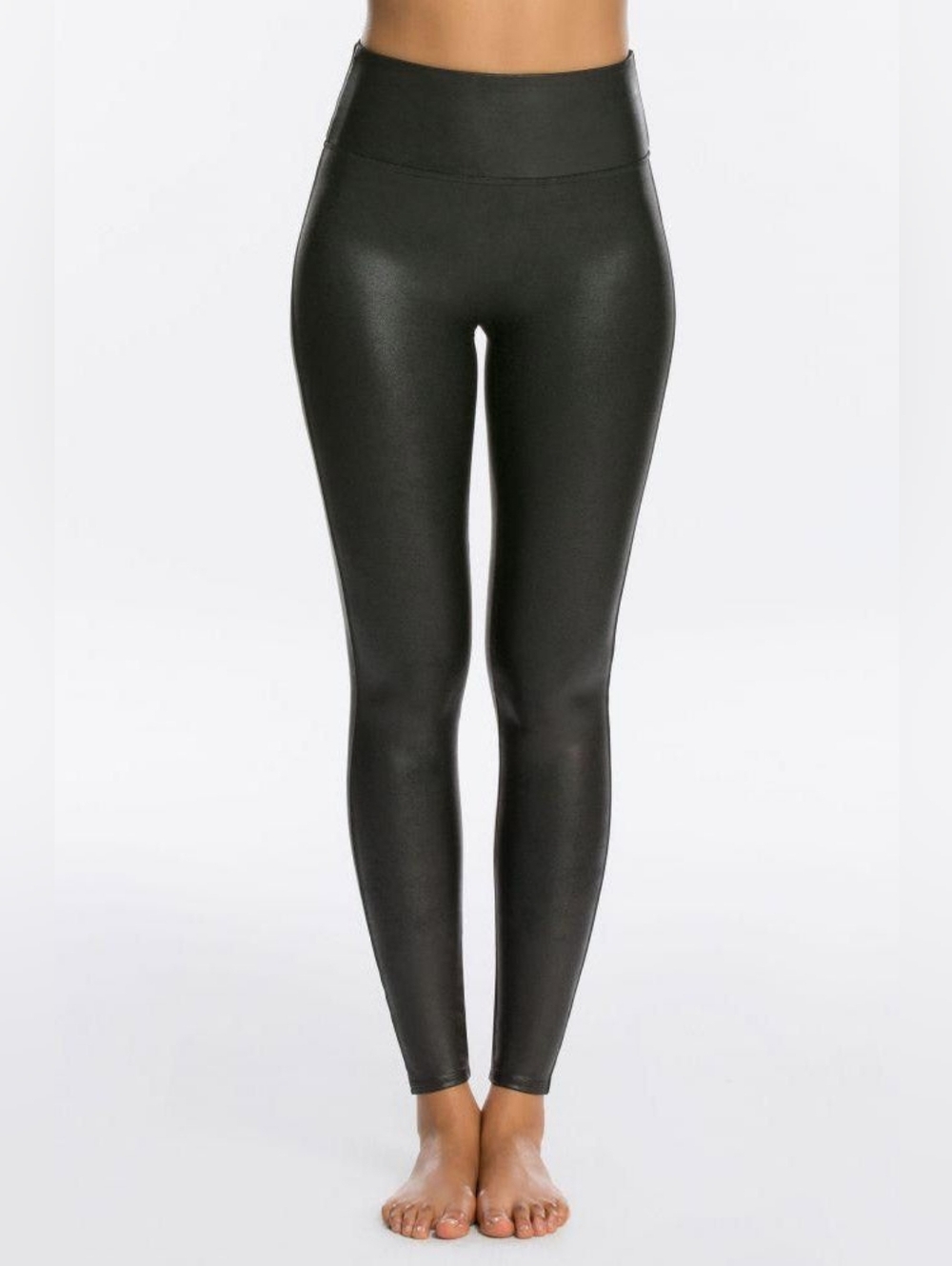 SPANX Faux Leather Leggings Glossy Black Size XL Women Active And Relax Fit